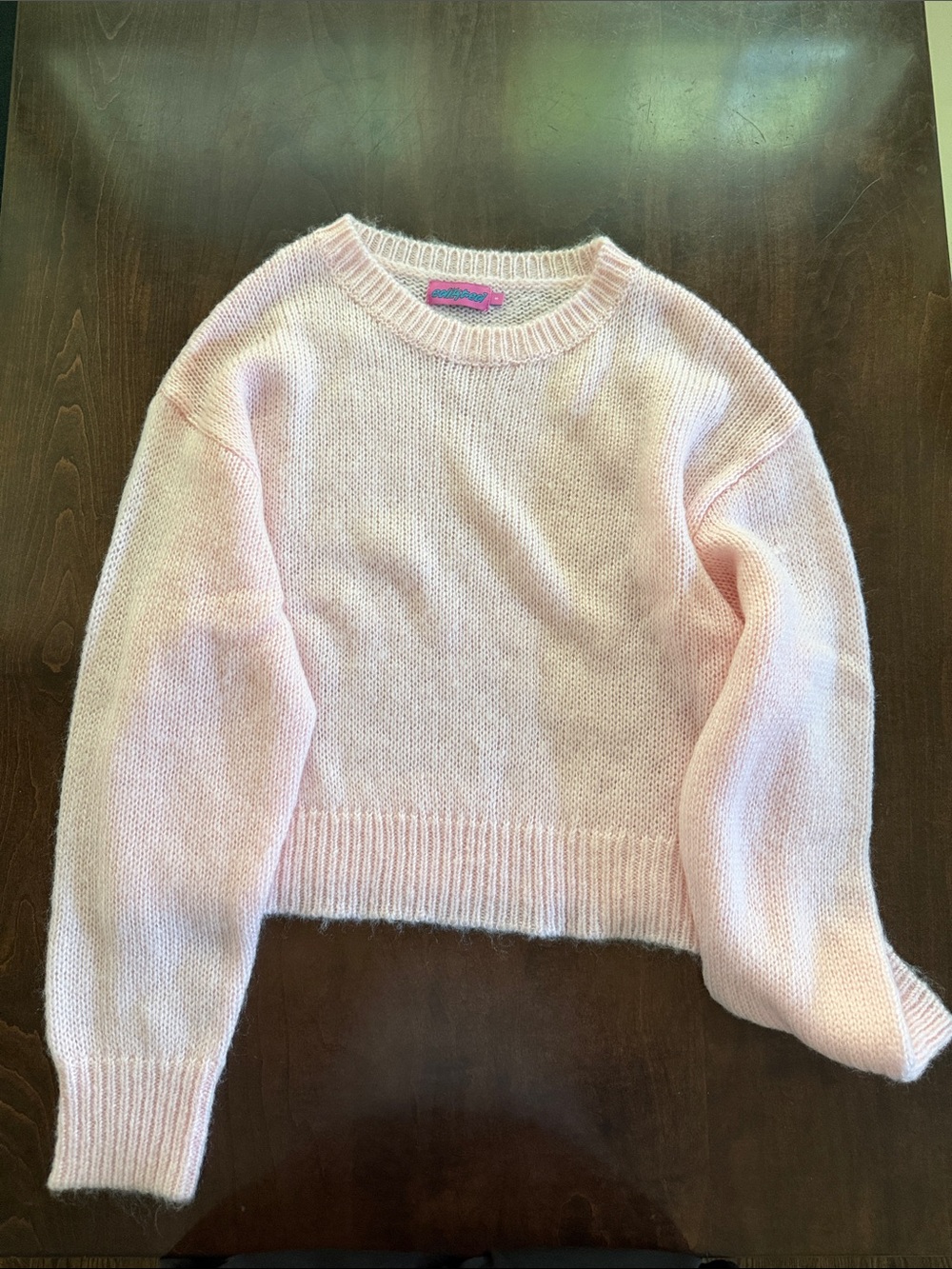 Edikted Cropped Crewneck Sweater - Pale Pink